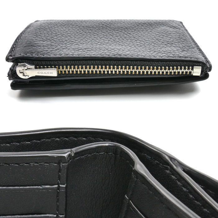COACH コーチ バイフォールド ウォレット 二つ折り財布 ブラック CM315 SVDTV アウトレット レディース【中古】