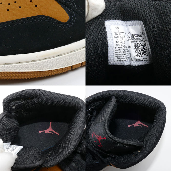 NIKE ナイキ エアジョーダン 1 MID SE スニーカー ブラック/バーシティレッド/セイル/フラックス HV4091-002 27cm メンズ【未使用】【買取品】