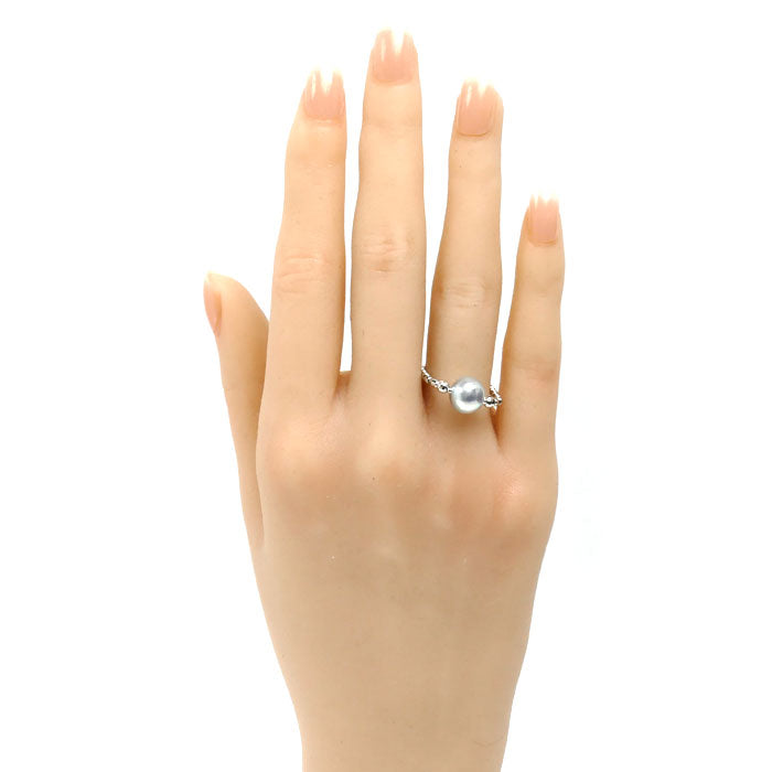 Pt950プラチナ ワイヤー リング・指輪 パール約8.6mm 2.1g フリー（11～20） レディース【中古】