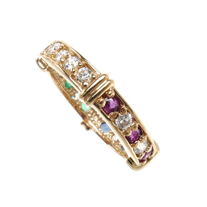 STAR JEWELRY スタージュエリー K10PG ピンクゴールド ラインストーン マルチストーン リング・指輪 エメラルド ルビー サファイア 12号 3.4g レディース【中古】