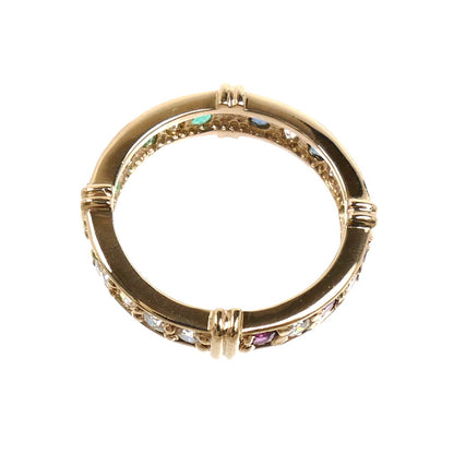 STAR JEWELRY スタージュエリー K10PG ピンクゴールド ラインストーン マルチストーン リング・指輪 エメラルド ルビー サファイア 12号 3.4g レディース【中古】