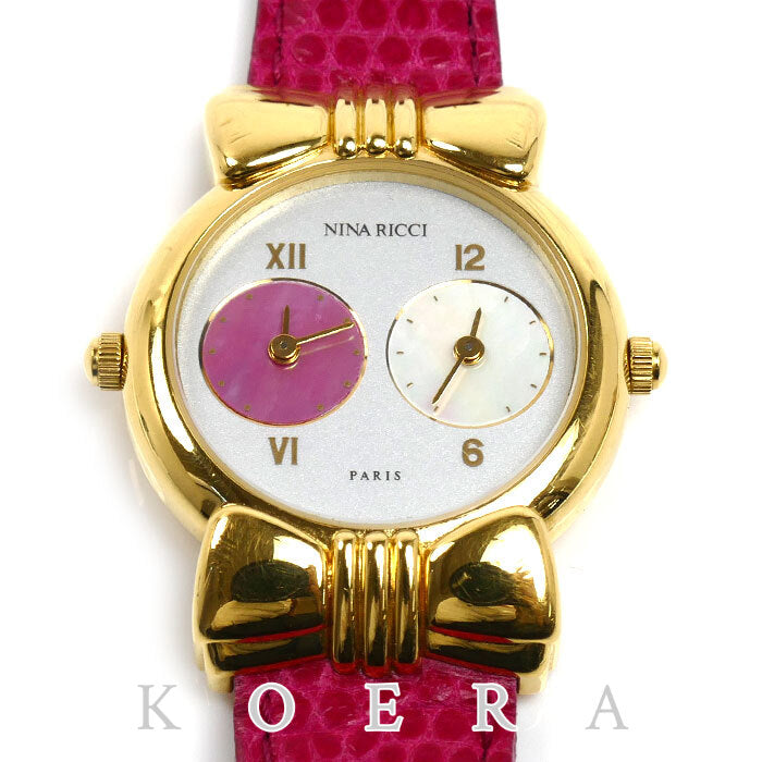 NINA RICCI ニナリッチ デュアルタイム 腕時計 電池式 W-958 シェル文字盤 レディース【中古】
