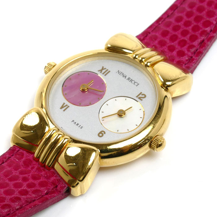 NINA RICCI ニナリッチ デュアルタイム 腕時計 電池式 W-958 シェル文字盤 レディース【中古】