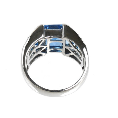 K18WG ホワイトゴールド リング・指輪 ブルートパーズ5.89ct ダイヤモンド0.10ct 13号 8.1g レディース【中古】【美品】