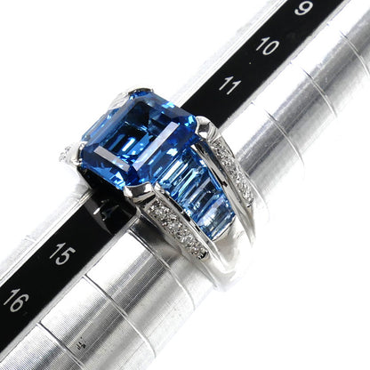 K18WG ホワイトゴールド リング・指輪 ブルートパーズ5.89ct ダイヤモンド0.10ct 13号 8.1g レディース【中古】【美品】