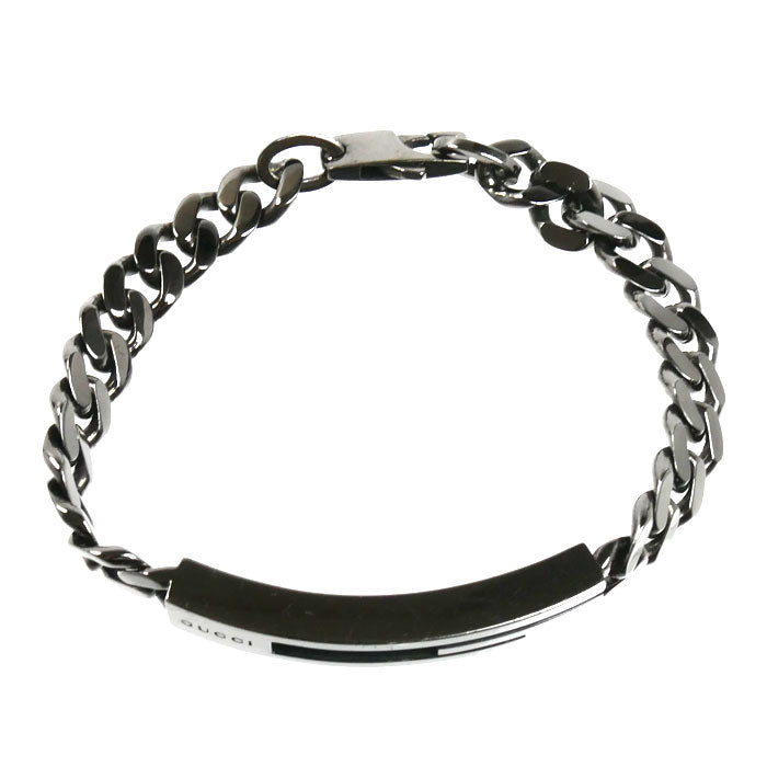 GUCCI グッチ シルバー925 カットアウトG ブラックコーティング ブレスレット 
18 27.9g メンズ【中古】