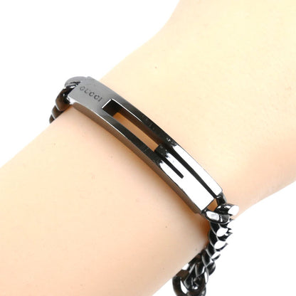 GUCCI グッチ シルバー925 カットアウトG ブラックコーティング ブレスレット 
18 27.9g メンズ【中古】