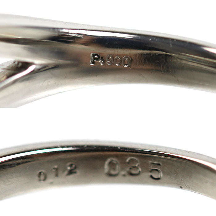 Pt900プラチナ ヒンジリング リング・指輪 ブルートパーズ0.12ct ダイヤモンド0.35ct 12号 5.5g 8～12号 レディース【中古】