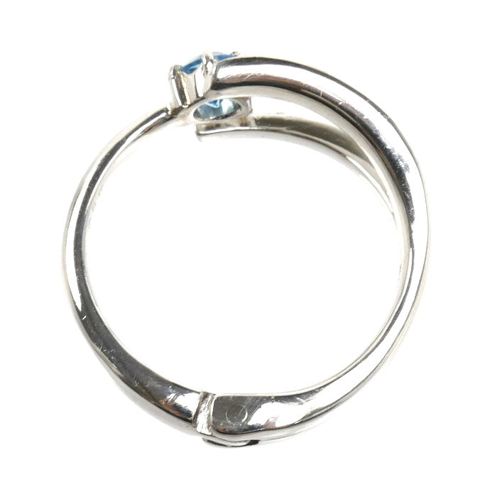 Pt900プラチナ ヒンジリング リング・指輪 ブルートパーズ0.12ct ダイヤモンド0.35ct 12号 5.5g 8～12号 レディース【中古】