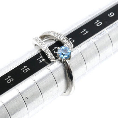 Pt900プラチナ ヒンジリング リング・指輪 ブルートパーズ0.12ct ダイヤモンド0.35ct 12号 5.5g 8～12号 レディース【中古】