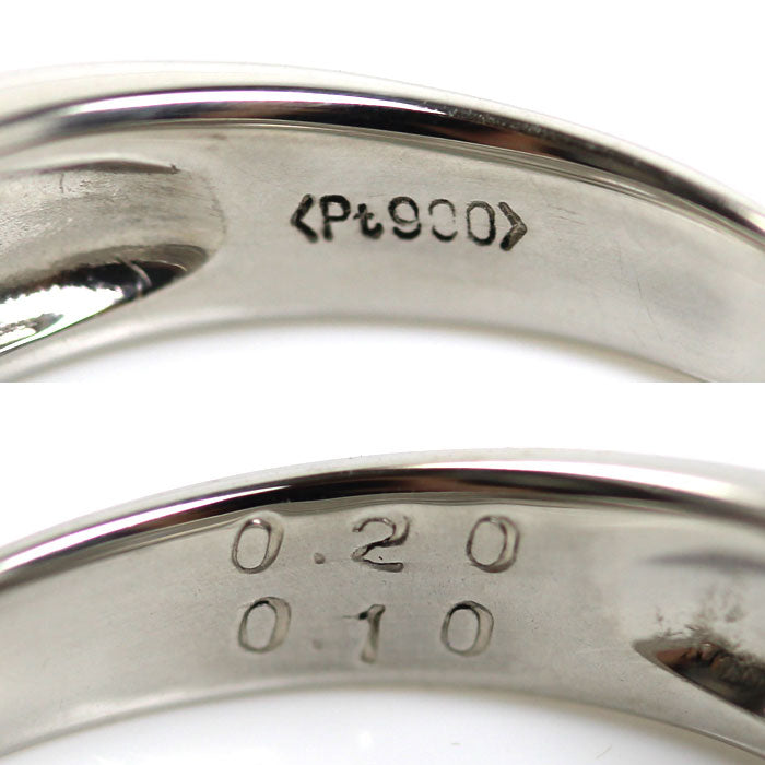 Pt900プラチナ リング・指輪 ダイヤモンド0.20ct/0.10ct 10号 6.0g【中古】【美品】