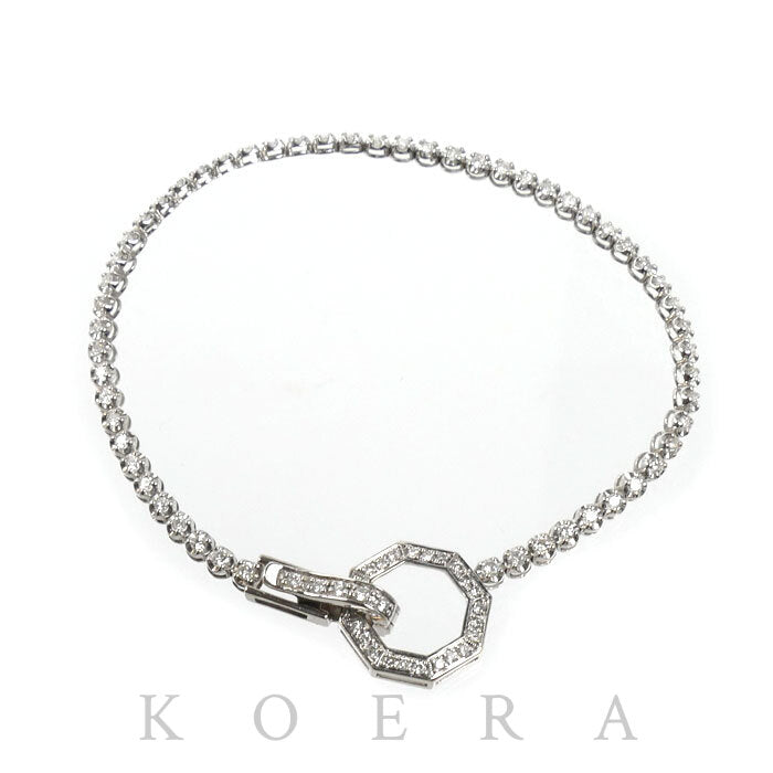 K18WG ホワイトゴールド テニス ブレスレット ダイヤモンド1.00ct 5.1g レディース【中古】【美品】
