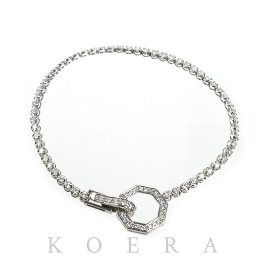K18WG ホワイトゴールド テニス ブレスレット ダイヤモンド1.00ct 5.1g レディース【中古】【美品】