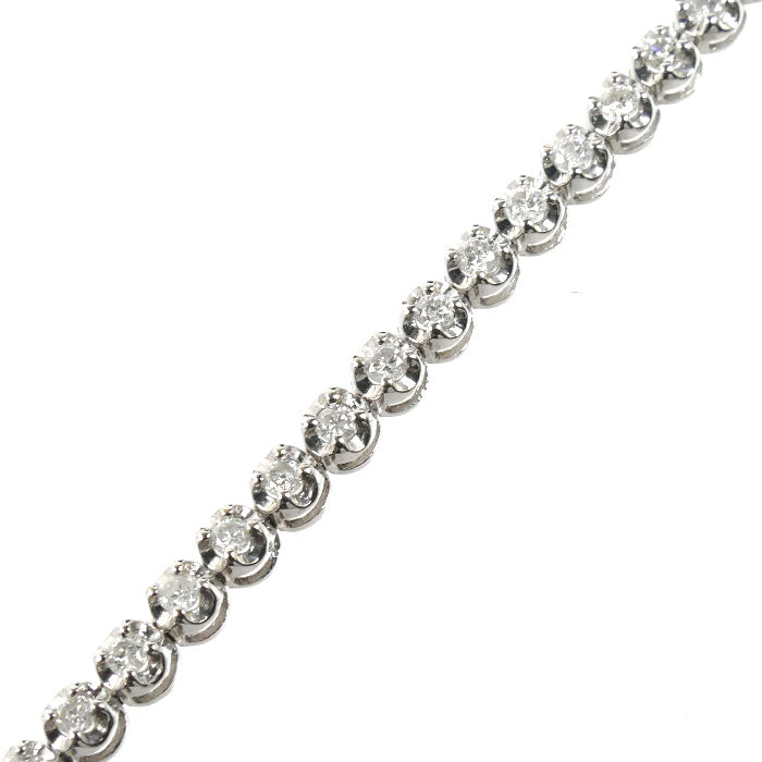 K18WG ホワイトゴールド テニス ブレスレット ダイヤモンド1.00ct 5.1g レディース【中古】【美品】