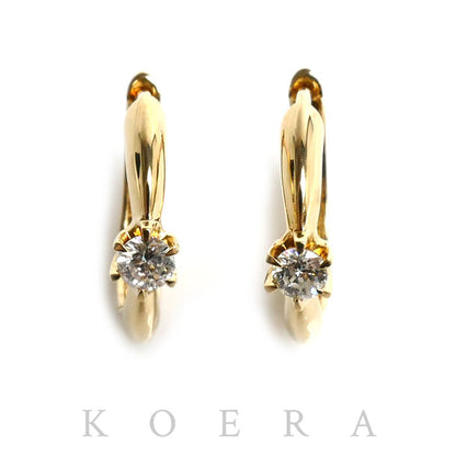 K18YG イエローゴールド ダイヤ ピアス ダイヤモンド0.1ct/0.1ct 2.4g レディース【中古】
