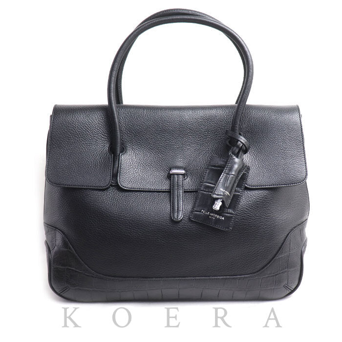 PELLE MORBIDA ペッレモルビダ メイデンヴォヤージュ フラップ トートバッグ ブラック PMO-SOMB055AELE フラップビジネス メンズ【中古】【極美品】