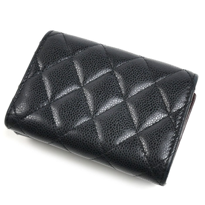CHANEL シャネル マトラッセ クラシック スモールフラップ ウォレット 三つ折り財布 ブラック AP0230 レディース【中古】