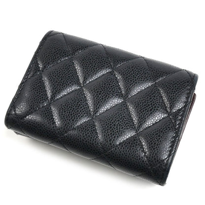 CHANEL シャネル マトラッセ クラシック スモールフラップ ウォレット 三つ折り財布 ブラック AP0230 レディース【中古】