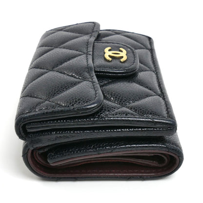 CHANEL シャネル マトラッセ クラシック スモールフラップ ウォレット 三つ折り財布 ブラック AP0230 レディース【中古】