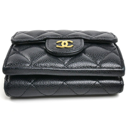 CHANEL シャネル マトラッセ クラシック スモールフラップ ウォレット 三つ折り財布 ブラック AP0230 レディース【中古】