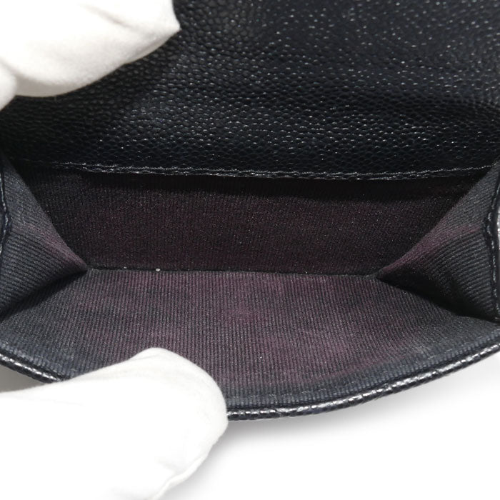 CHANEL シャネル マトラッセ クラシック スモールフラップ ウォレット 三つ折り財布 ブラック AP0230 レディース【中古】