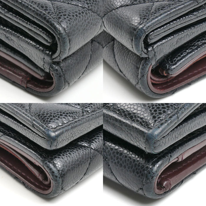 CHANEL シャネル マトラッセ クラシック スモールフラップ ウォレット 三つ折り財布 ブラック AP0230 レディース【中古】