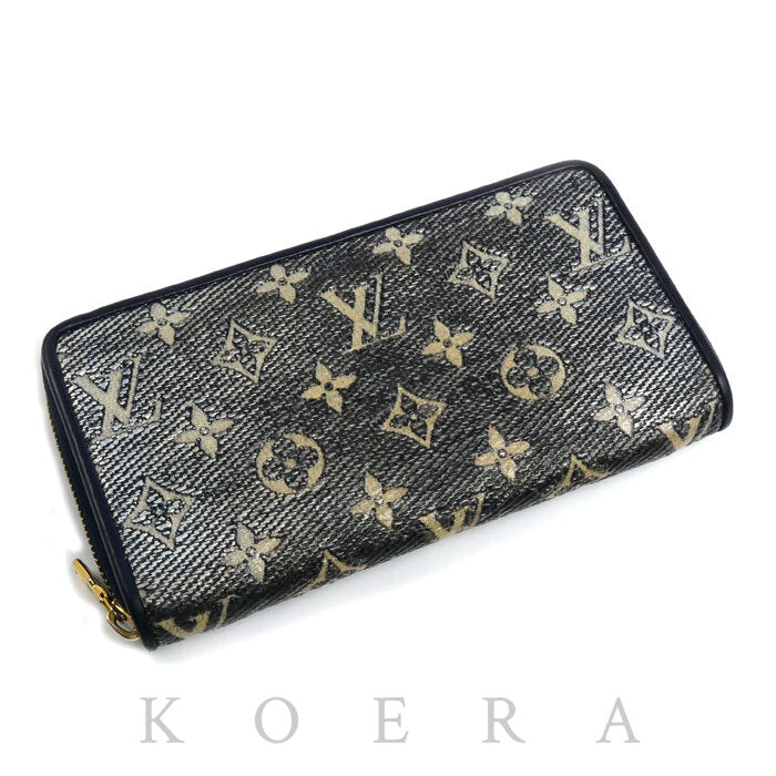 LOUIS VUITTON ルイ・ヴィトン ジッピーウォレット 長財布 ラウンドファスナー モノグラムジャガード シルバー×ネイビー M82468 IC レディース【中古】