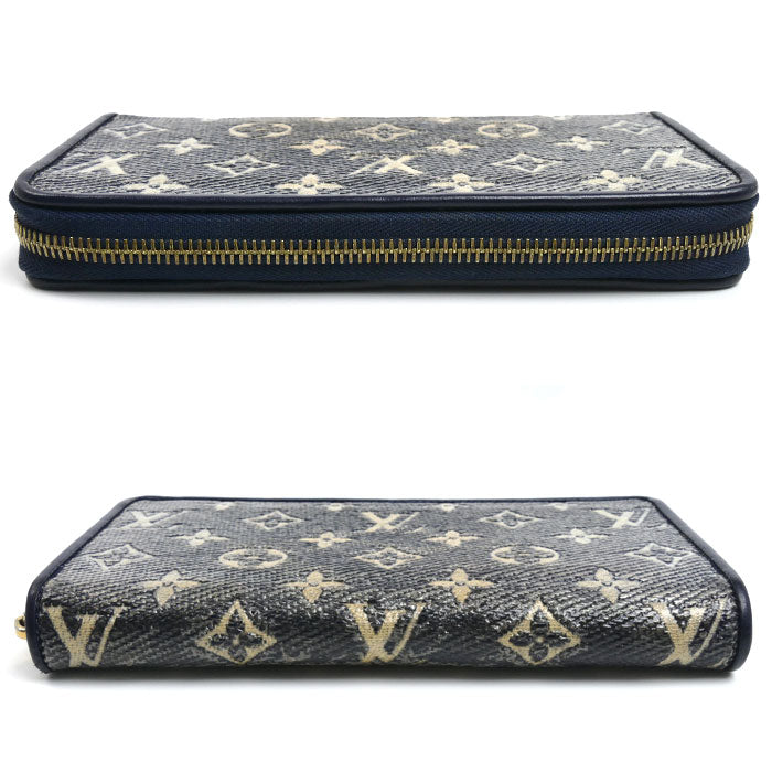 LOUIS VUITTON ルイ・ヴィトン ジッピーウォレット 長財布 ラウンドファスナー モノグラムジャガード シルバー×ネイビー M82468 IC レディース【中古】