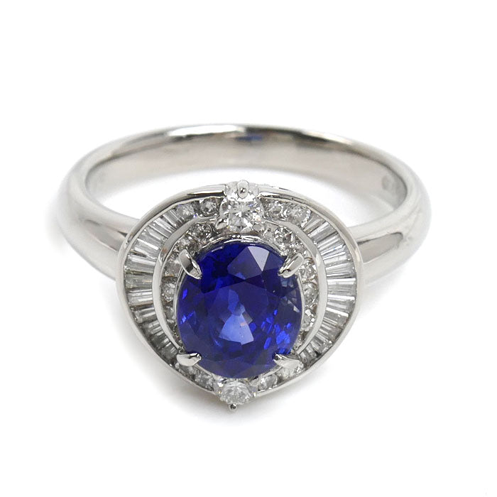 Pt900プラチナ リング・指輪 サファイア1.94ct ダイヤモンド0.45ct 11号 5.9g レディース【中古】