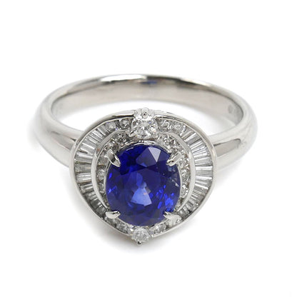 Pt900プラチナ リング・指輪 サファイア1.94ct ダイヤモンド0.45ct 11号 5.9g レディース【中古】