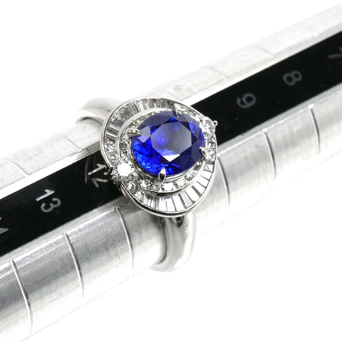Pt900プラチナ リング・指輪 サファイア1.94ct ダイヤモンド0.45ct 11号 5.9g レディース【中古】