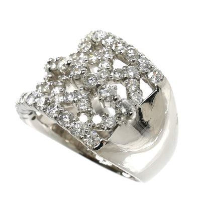 Pt900プラチナ リング・指輪 ダイヤモンド2.00ct 13号 14.2g 幅広 レディース【中古】【美品】