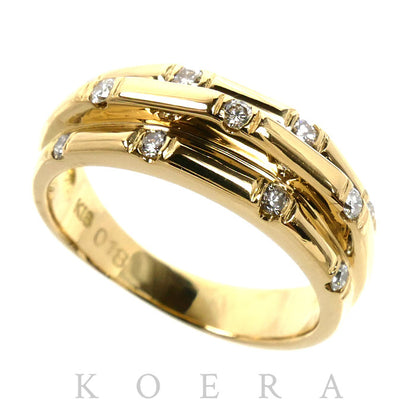K18YG イエローゴールド リング・指輪 ダイヤモンド0.18ct 7号 5.2g レディース【中古】【美品】