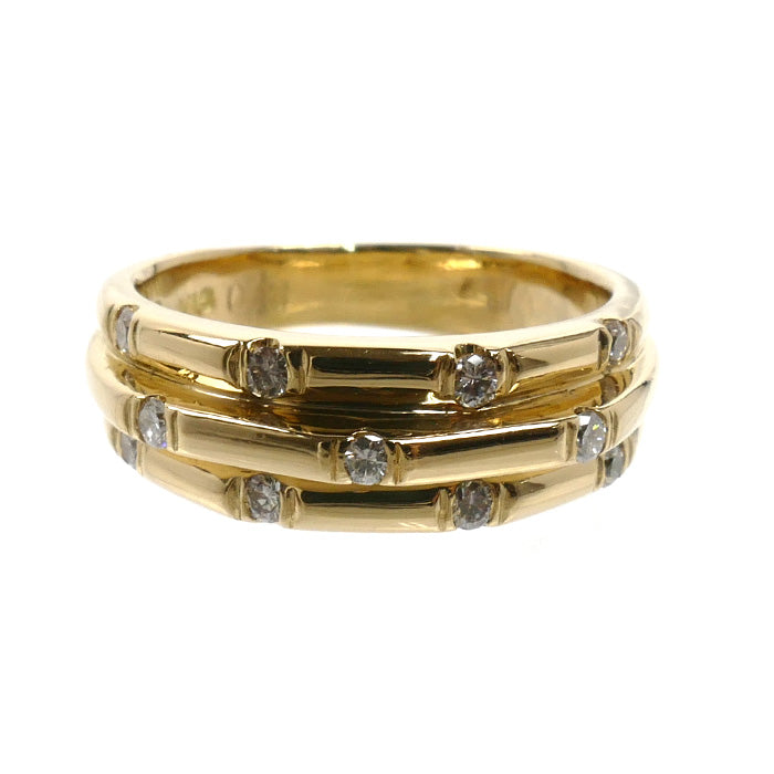 K18YG イエローゴールド リング・指輪 ダイヤモンド0.18ct 7号 5.2g レディース【中古】【美品】