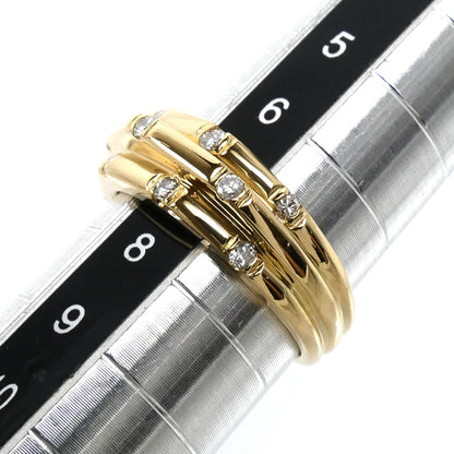 K18YG イエローゴールド リング・指輪 ダイヤモンド0.18ct 7号 5.2g レディース【中古】【美品】