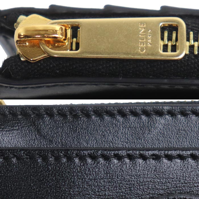 CELINE セリーヌ キュイル トリオンフ フラグメントケース カードケース ブラック 10K583EMH.38NO レディース【中古】【美品】