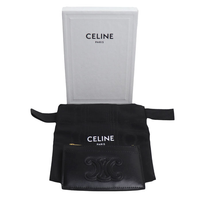 CELINE セリーヌ キュイル トリオンフ フラグメントケース カードケース ブラック 10K583EMH.38NO レディース【中古】【美品】