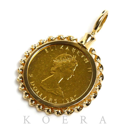 K24YG イエローゴールド K18YG イエローゴールド メイプル 1/10 OZ ペンダントトップ 4.3g 1987 レディース【中古】