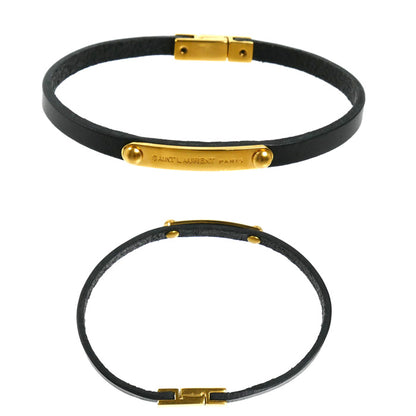 SAINT LAURENT サンローラン カーフスキン メタル IDプレート ブレスレット 708850 0IH1J 1000/5061480IH1J1000 ユニセックス【中古】