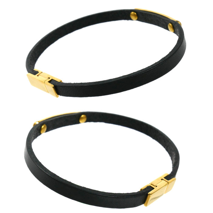 SAINT LAURENT サンローラン カーフスキン メタル IDプレート ブレスレット 708850 0IH1J 1000/5061480IH1J1000 ユニセックス【中古】