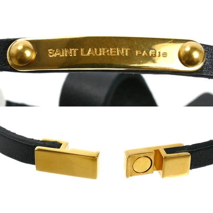SAINT LAURENT サンローラン カーフスキン メタル IDプレート ブレスレット 708850 0IH1J 1000/5061480IH1J1000 ユニセックス【中古】