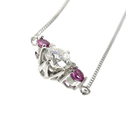 Pt900プラチナ Pt850プラチナ ネックレス ダイヤモンド0.29ct ルビー 2.3g 40cm レディース【中古】