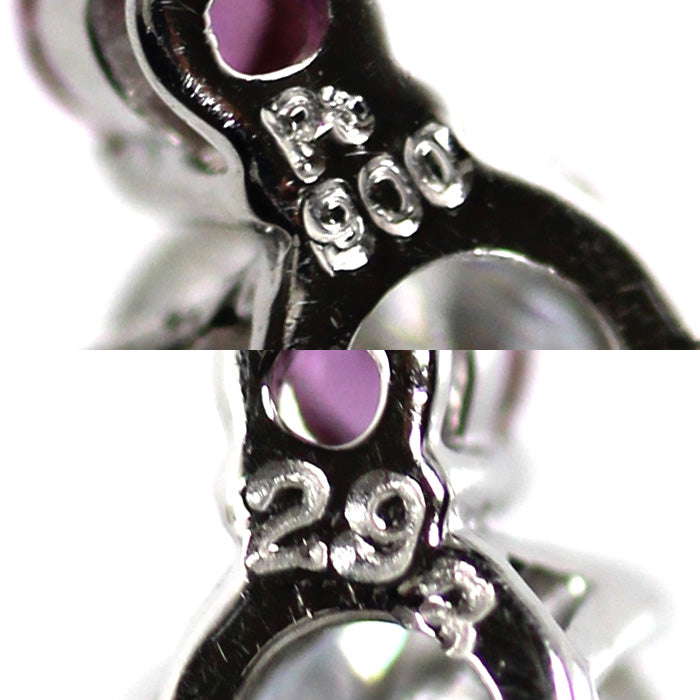 Pt900プラチナ Pt850プラチナ ネックレス ダイヤモンド0.29ct ルビー 2.3g 40cm レディース【中古】