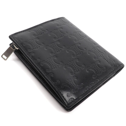 CELINE セリーヌ トリオンフ コンパクトウォレット 二つ折り財布 ブラック 10E493FQC.38SI エンボス ユニセックス【中古】