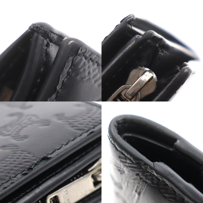 CELINE セリーヌ トリオンフ コンパクトウォレット 二つ折り財布 ブラック 10E493FQC.38SI エンボス ユニセックス【中古】
