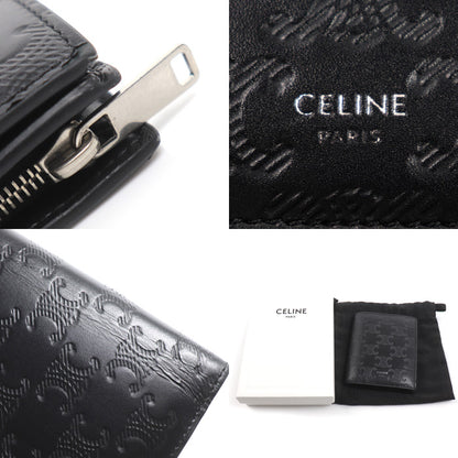 CELINE セリーヌ トリオンフ コンパクトウォレット 二つ折り財布 ブラック 10E493FQC.38SI エンボス ユニセックス【中古】