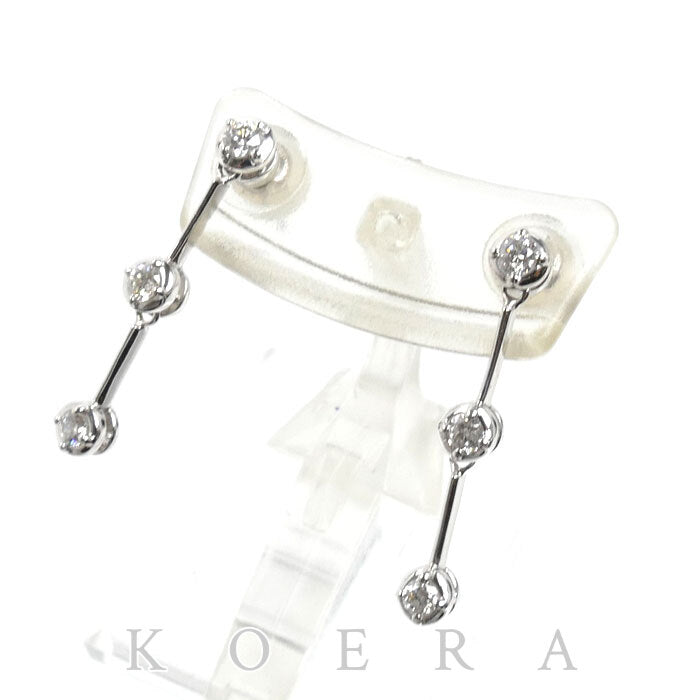 K18WG ホワイトゴールド ピアス ダイヤモンド0.15ct/0.15ct 2.0g ステーション レディース【中古】【美品】