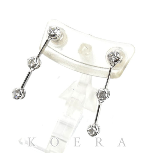 K18WG ホワイトゴールド ピアス ダイヤモンド0.15ct/0.15ct 2.0g ステーション レディース【中古】【美品】