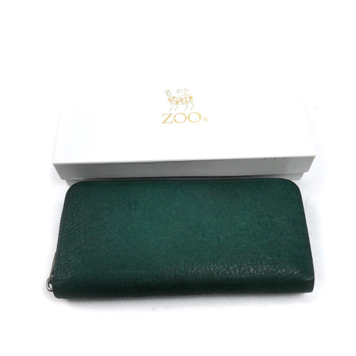 ZOO カバ革 長財布 ラウンドファスナー グリーン ZLW-103 ユニセックス【中古】