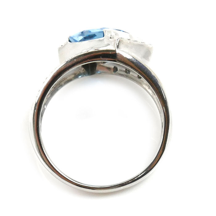 Pt900プラチナ リング・指輪 ブルートパーズ ダイヤモンド0.20ct 12号 7.2g レディース【中古】【美品】